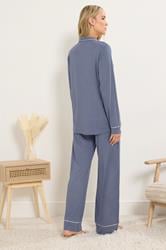 LTS Tall Light Blue Piped Jersey Pyjama Set | Long Tall Sally 3
