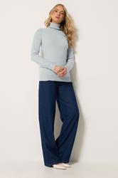 LTS Tall Women's Grey Fine Knit Roll Neck Jumper | Long Tall Sally 1