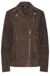 LTS PREMIUM Tall Chocolate Brown Suede Biker Jacket