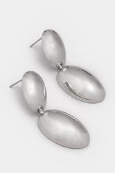 Silver Tone Polished Drop Earrings | Yours Clothing 3