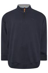 D555 Big & Tall Navy Blue Embroidery Quater Zip Fleece | BadRhino 1