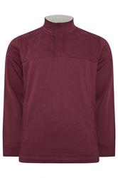 D555 Big & Tall Burgundy Red Quilted Quarter Zip Sweatshirt | BadRhino 1