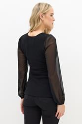 LTS Tall Black Corset Body Mesh Blouse | Long Tall Sally 3