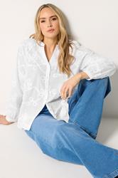 LTS Tall Women's White Floral Cornelli Cotton Shirt | Long Tall Sally 3