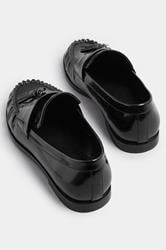 LTS Black Patent Tassel Flat Loafers | Long Tall Sally 3