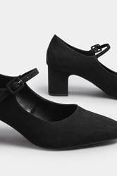 LTS Black Faux Suede Mary Jane Block Heel In Standard Fit | Long Tall Sally 4
