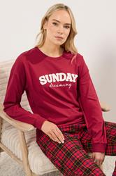 LTS Tall Red 'Sunday Dreaming' Slogan Lounge Top | Long Tall Sally 1