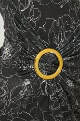 LTS Tall Black Floral Jersey Drape Long Sleeve Buckle Dress | Long Tall Sally 4