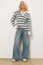 LTS Tall Navy Blue Double Stripe Rugby Polo T-Shirt | Long Tall Sally 3