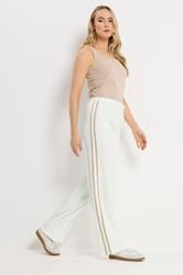 LTS Tall Women's Ivory White Side Stripe Wide Leg Trousers | Long Tall Sally 1