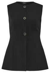 LTS Tall Women's Black Textured Button Waistcoat | Long Tall Sally 1