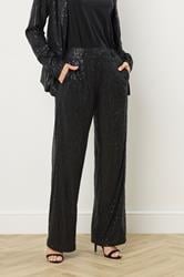 LTS Tall Black Embellished Wide Leg Trousers | Long Tall Sally 2