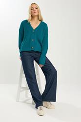 LTS Tall Women's Teal Blue V-Neck Cardigan | Long Tall Sally 2