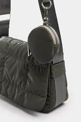 Khaki Green Quilted Cross Body Bag | Yours Clothing 4