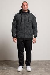D555 Big & Tall Black Knitted Sherpa Lined Hoodie | BadRhino 2