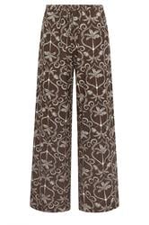 LTS Tall Chocolate Brown Palm Print Wide Leg Linen Trousers