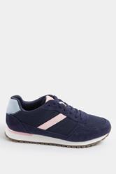 Navy Blue Colourblock Trainers In Extra Wide EEE Fit | Yours Clothing 4
