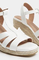 White Faux Leather T-Bar Wedge Sandals In Wide E Fit | Yours Clothing 5
