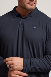 BadRhino Navy Blue Essential Long Sleeve Polo Shirt | BadRhino 4