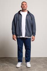 D555 Big & Tall Navy Blue Marl Zip Through Hoodie | BadRhino 3