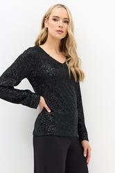 LTS Tall Women's Black Sequin V-Neck Top | Long Tall Sally 2