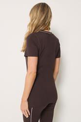 LTS Tall Women's Chocolate Brown Active Piped T-Shirt | Long Tall Sally 2