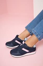 Navy Blue Colourblock Trainers In Extra Wide EEE Fit | Yours Clothing 3