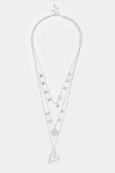 Silver Tone Triple Layer Disc Heart Necklace | Yours Clothing 2