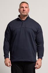 BadRhino Big & Tall Navy Blue Diamond Quilted Quarter Zip Sweatshirt | BadRhino 1