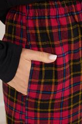 LTS Tall Black & Red Cotton Check Pyjama Bottoms | Long Tall Sally 4