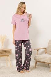 LTS Tall Women's Pink 'Weekend Dreaming' Slogan Pyjama Set | Long Tall Sally 4