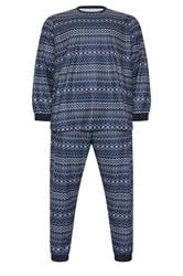 BadRhino Big & Tall Navy Blue Fairisle Pyjama Set