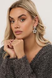Silver Tone Diamante Star Earrings | Yours Clothing 1