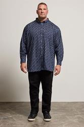 KAM Big & Tall Navy Blue Floral Shirt | BadRhino 2