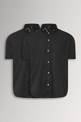 BadRhino Big & Tall 2 PACK Black Short Sleeve Poplin Shirts | BadRhino 3