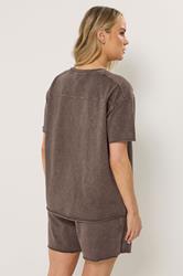 LTS Tall Woman's Chocolate Brown Acid Wash Oversized T-Shirt | Long Tall Sally 4