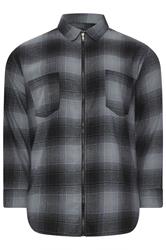 KAM Big & Tall Navy Blue Zip Through Quilted Check Overshirt | BadRhino 1
