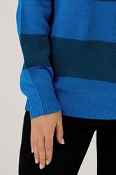 LTS Tall Blue Knitted Stripe Crew Neck Jumper | Long Tall Sally 4
