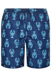 BadRhino Big & Tall Navy Blue Lobster Print Swim Shorts | BadRhino 4