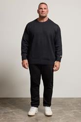 JACK & JONES Big & Tall Black Crew Neck Knit Jumper | BadRhino 2