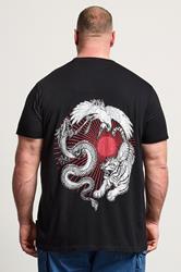 BadRhino Big & Tall Black Extra Long Japanese Animal Graphic T-Shirt | BadRhino 2