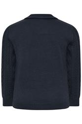 BadRhino Big & Tall Navy Blue Cable Knit Quarter Zip Jumper | BadRhino 6