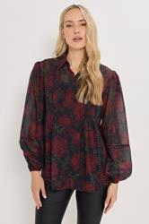 LTS Tall Red Rose Stud Trim Pintuck Shirt | Long Tall Sally 2