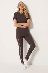 LTS Tall Women's Chocolate Brown Active Piped Leggings | Long Tall Sally 3