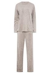 LTS Tall Stone Brown Leopard Embossed Luxe Fleece Pyjama Set | Long Tall Sally 5