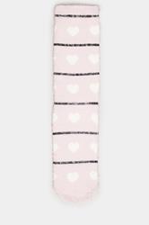 2 PACK White & Pink Teddy Bear Fluffy Bed Socks | Yours Clothing 8