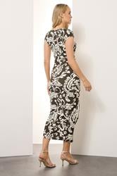 LTS Tall Chocolate Brown Paisley Drape Buckle Midi Dress | Long Tall Sally 3