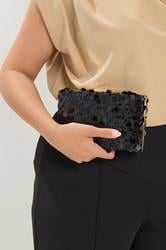 Black Mixed Sequin Clutch Bag | Yours Clothing 3