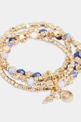 Gold Tone 4 PACK Bead Bracelet Set | Yours Clothing 3