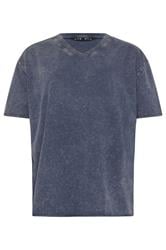 LTS Tall Navy Blue Acid Wash Oversized T-Shirt